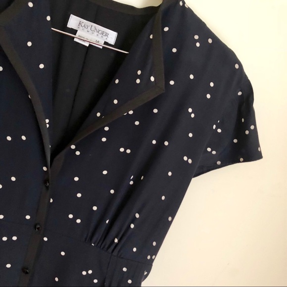 Kay Unger Dresses & Skirts - Kay Unger Silk Navy Cap Sleeve Button Front Midi